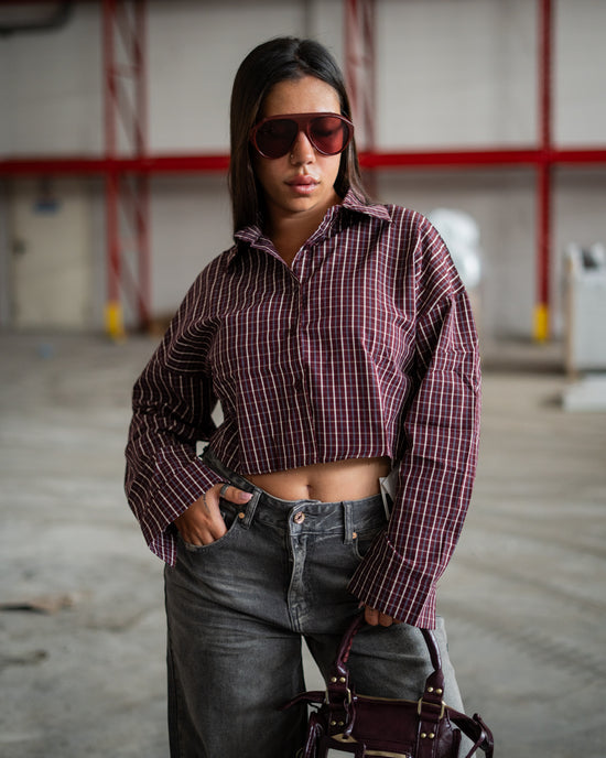 Camicia crop scacchi