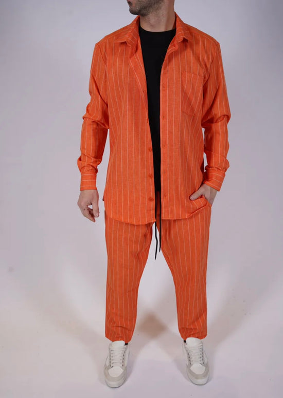 Coordinato Manhattan arancione gessato