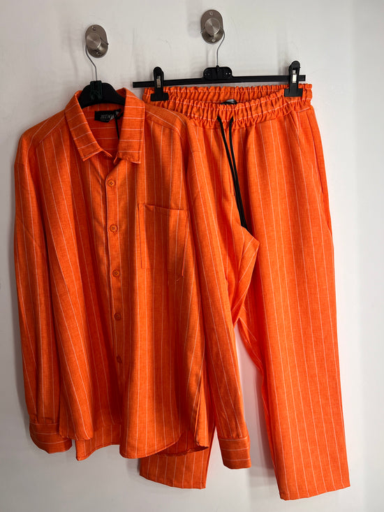 Coordinato Manhattan arancione gessato