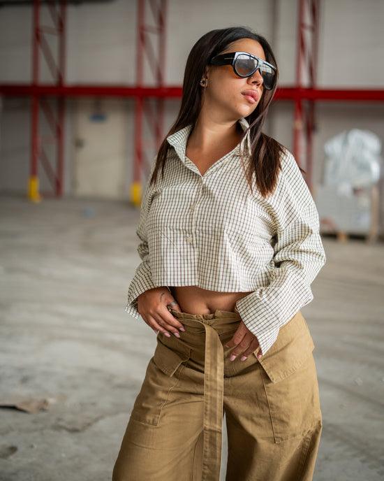 Camicia crop scacchi